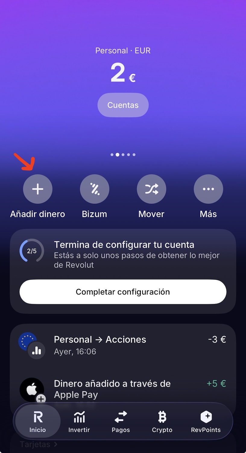 Revolut opiniones - añadir dinero 1_2